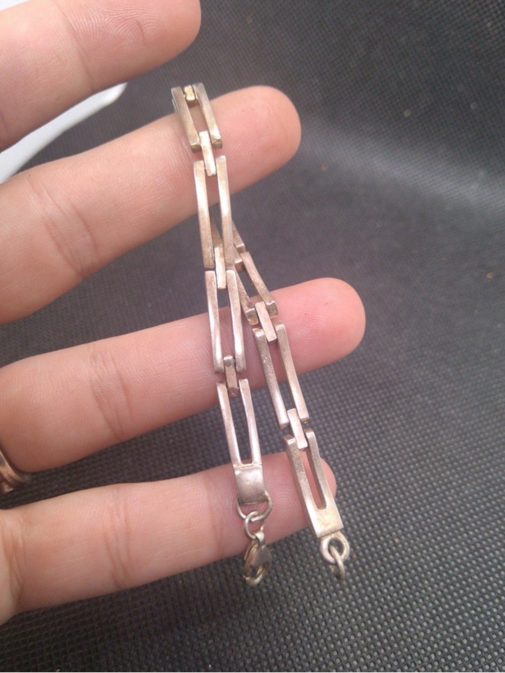 Sterling silver double link bar bracelet